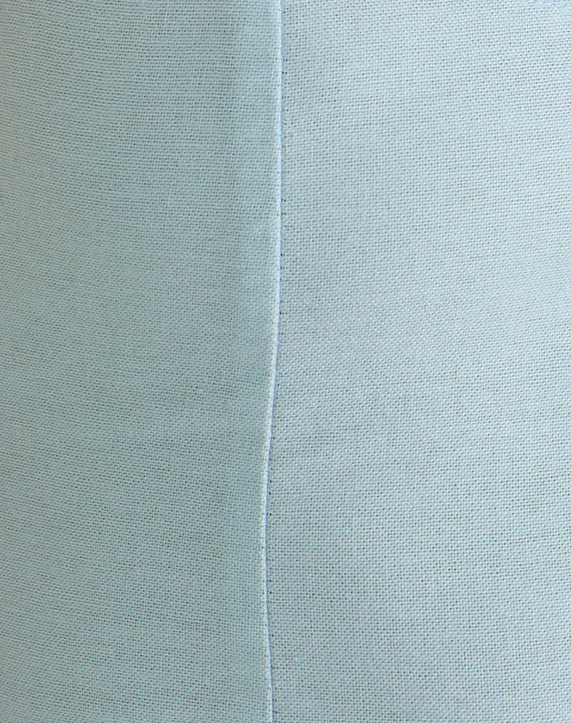 Ambra Linen Mini Dress in Sage Green Linen Steel Blue 6