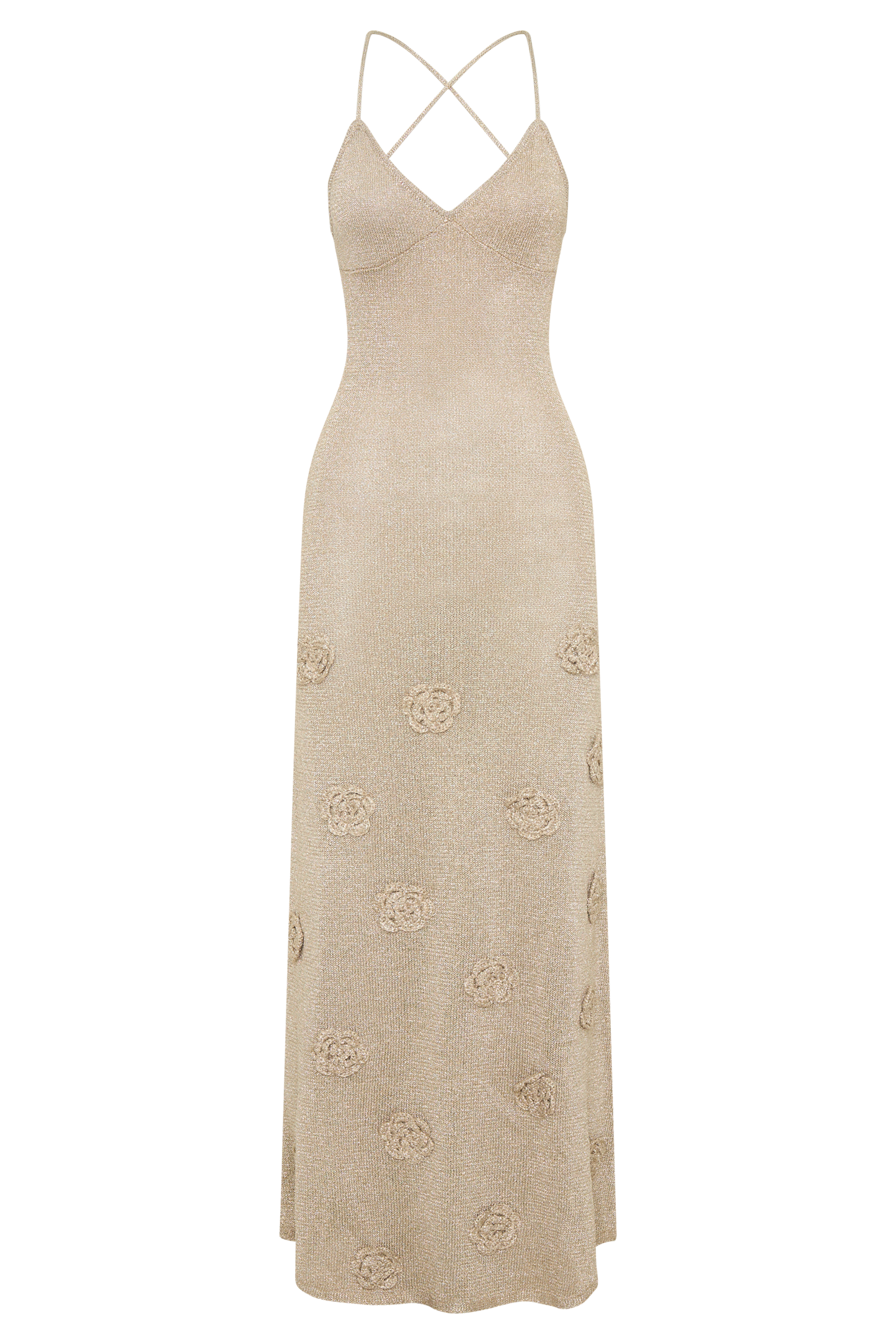 Suki Metallic Knit Maxi Dress Gold 9