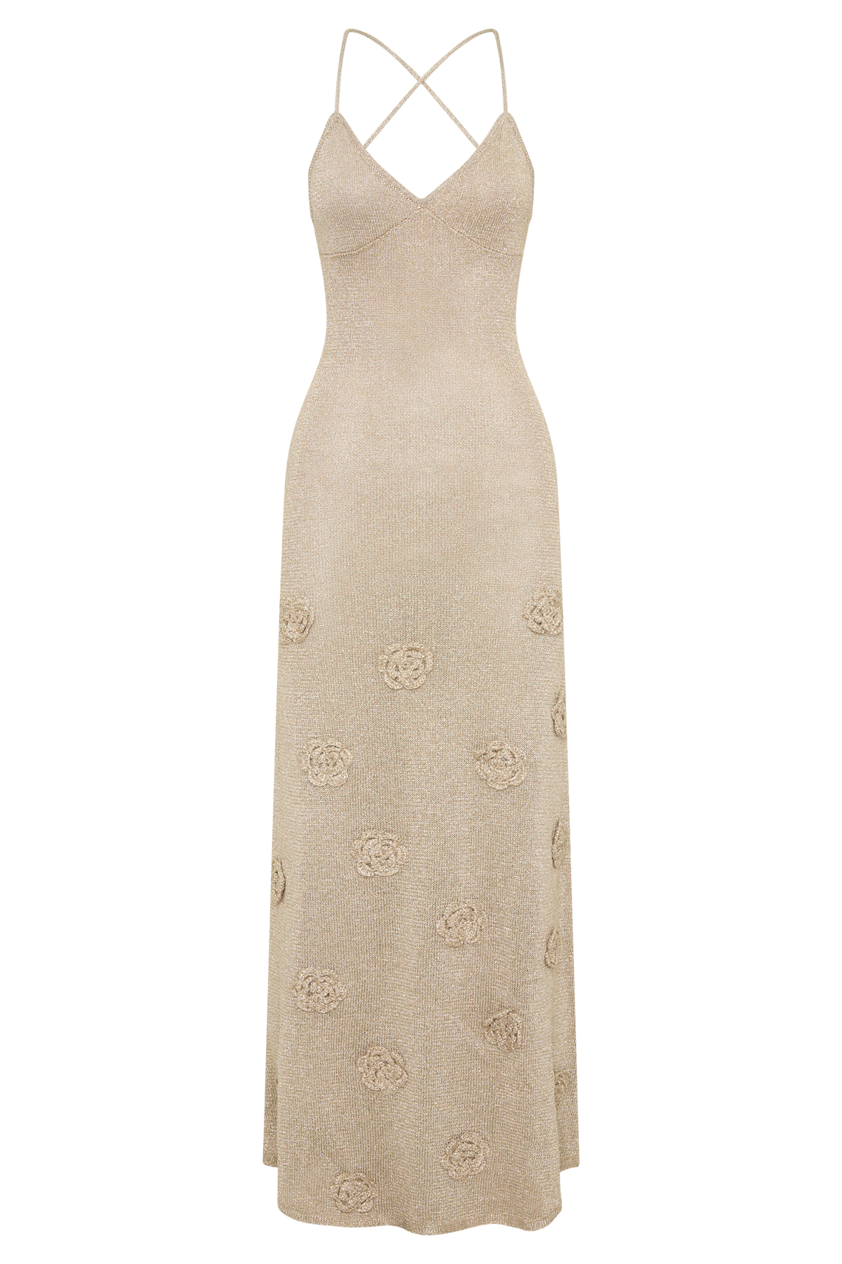 Suki Metallic Knit Maxi Dress Gold 9