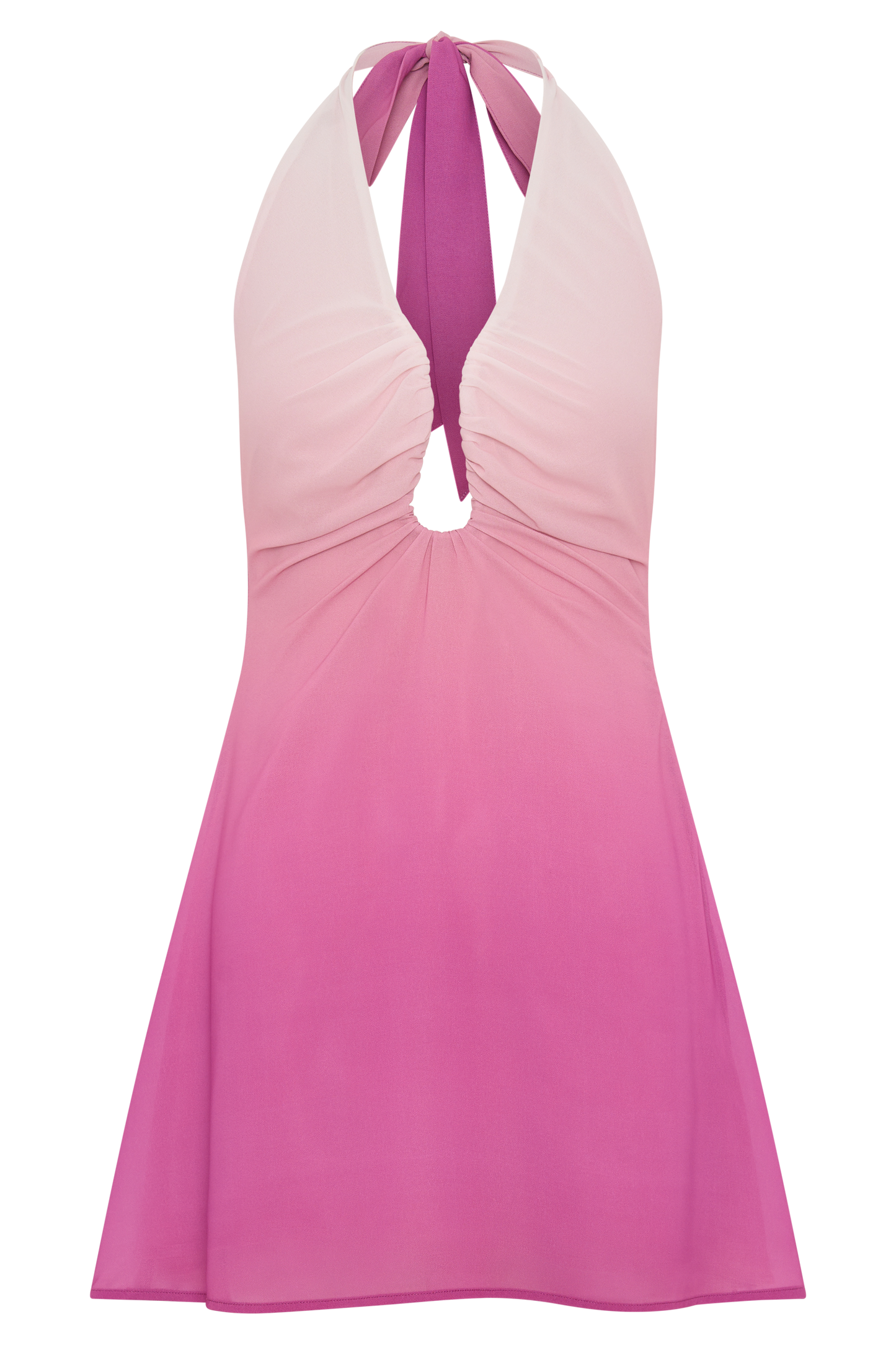 Malakhai Chiffon Halter Mini Dress Ombre Pink 9