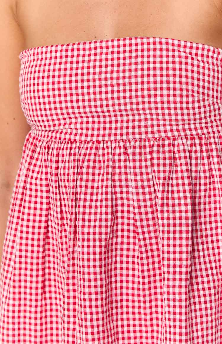 Margot Gingham Strapless Mini Dress 10