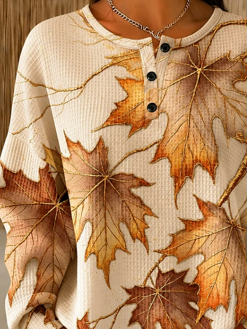 Maple Crew Neck Sweatshirt Apricot 2