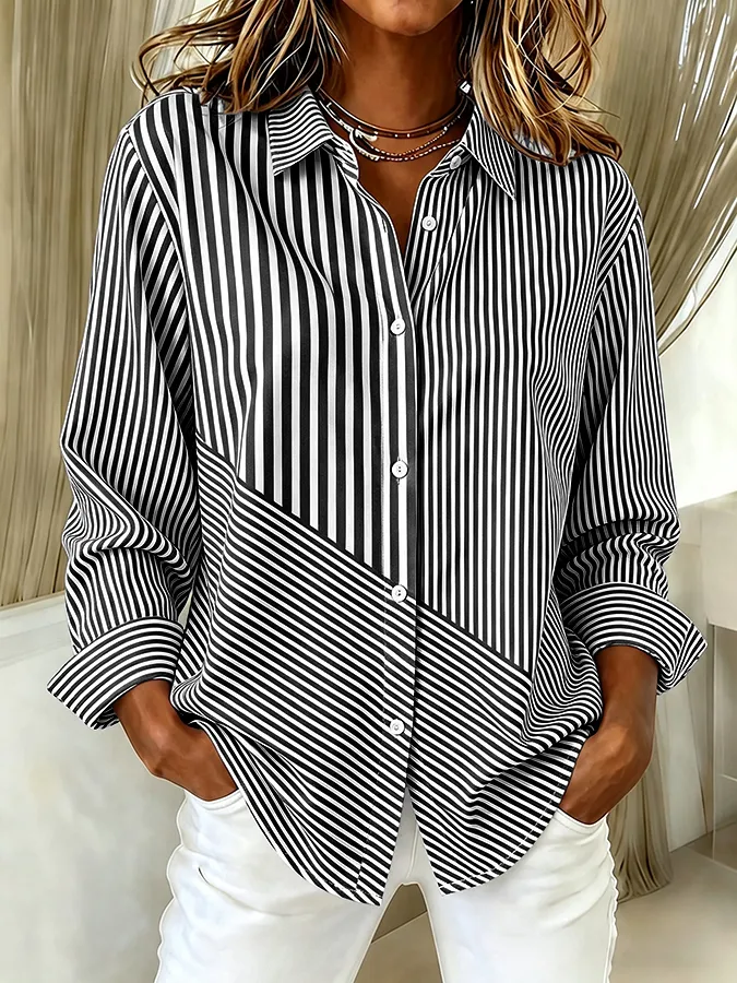 Margot Striped Shirt Dress Black 1
