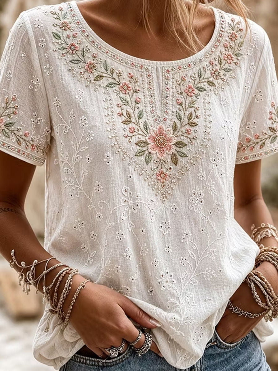 Cecilia Eyelet Blouse White 1