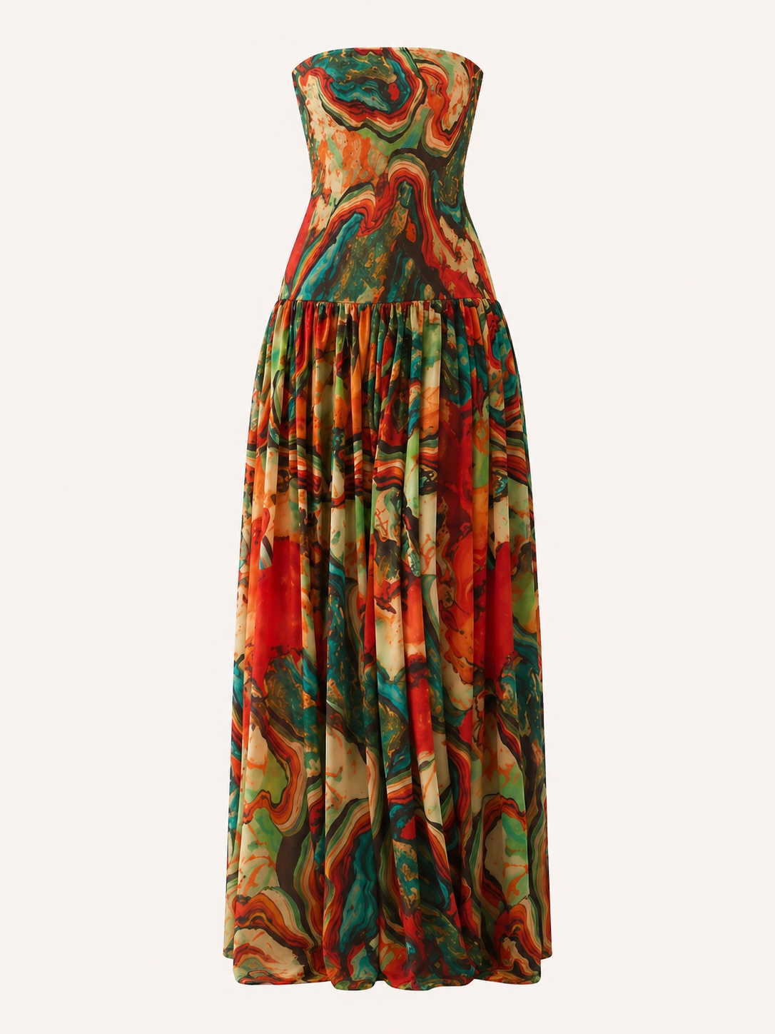 Hellen Strapless Printed Maxi Dress Multicolor 1