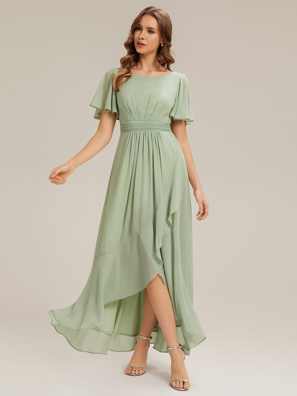 Ever Sage Chiffon Ruffle Sleeve Dress