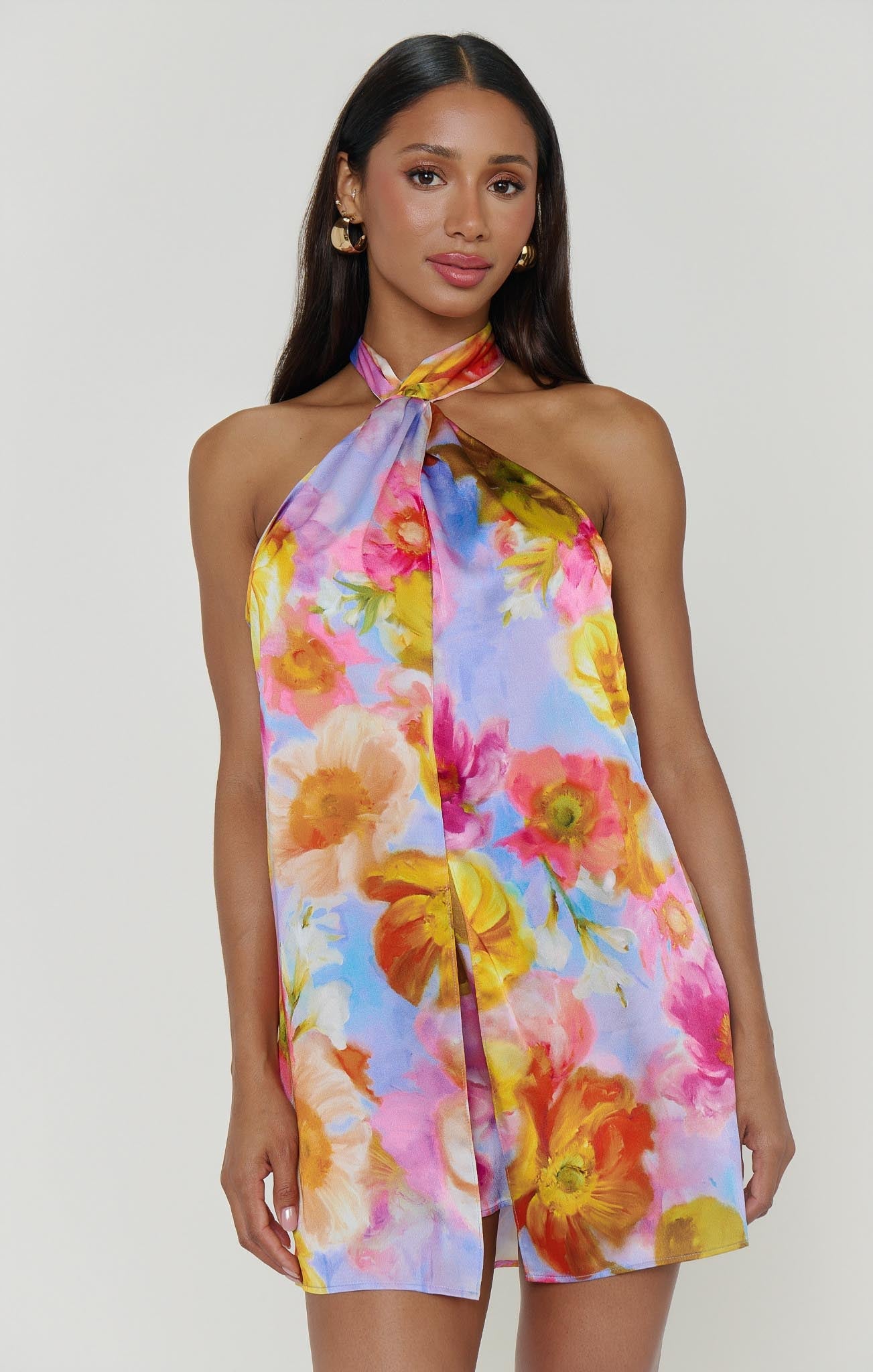 Margot Twist Mini Dress in Brushed Blooms 7