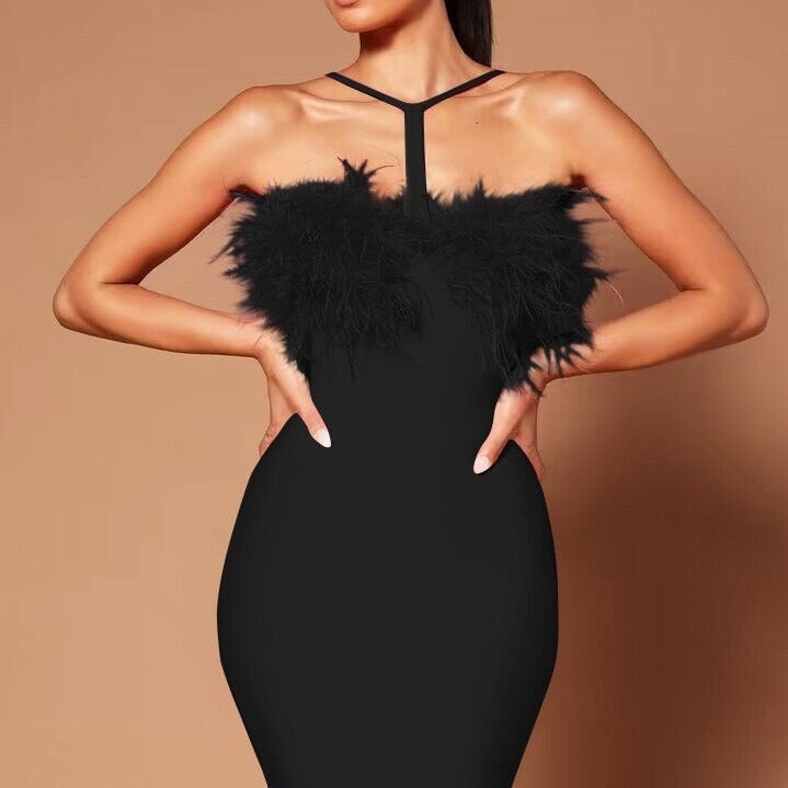Ophelia Feathered Mini Dress Multi 4