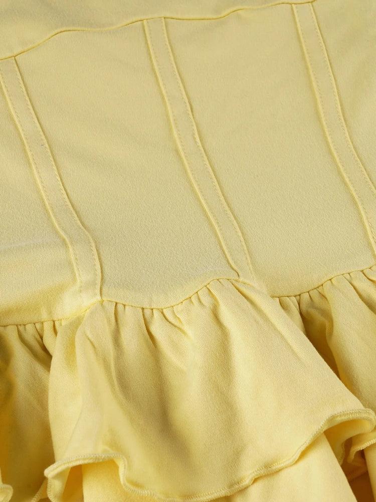 Lucia Ruffled Halter Mini Dress Yellow 6