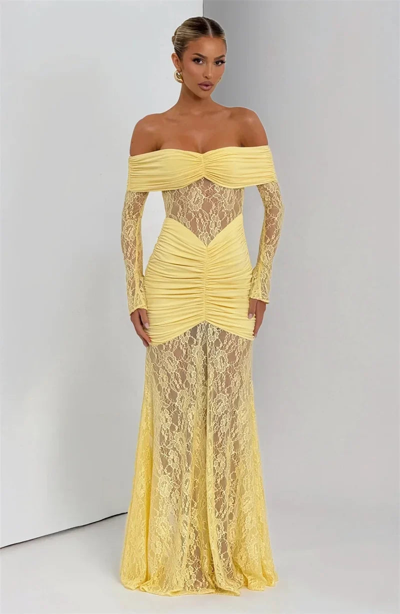 Celestine Sheer Strapless Maxi Dress Yellow 9