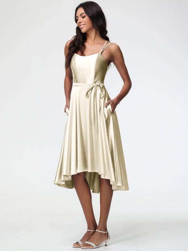 Celeste Satin High-Low Bridesmaid Dress