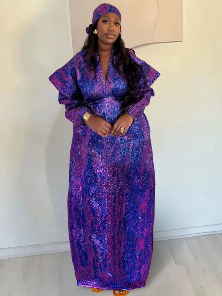 Celestine Metallic Maxi Dress Purple 1
