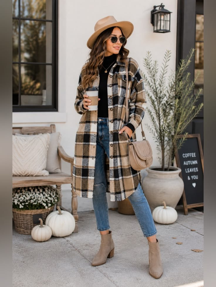 Margot Plaid Shacket Black 1