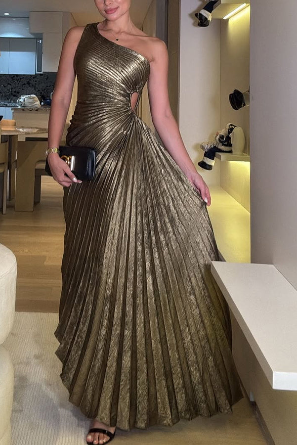 Valentina Metallic Maxi Dress Gold 6