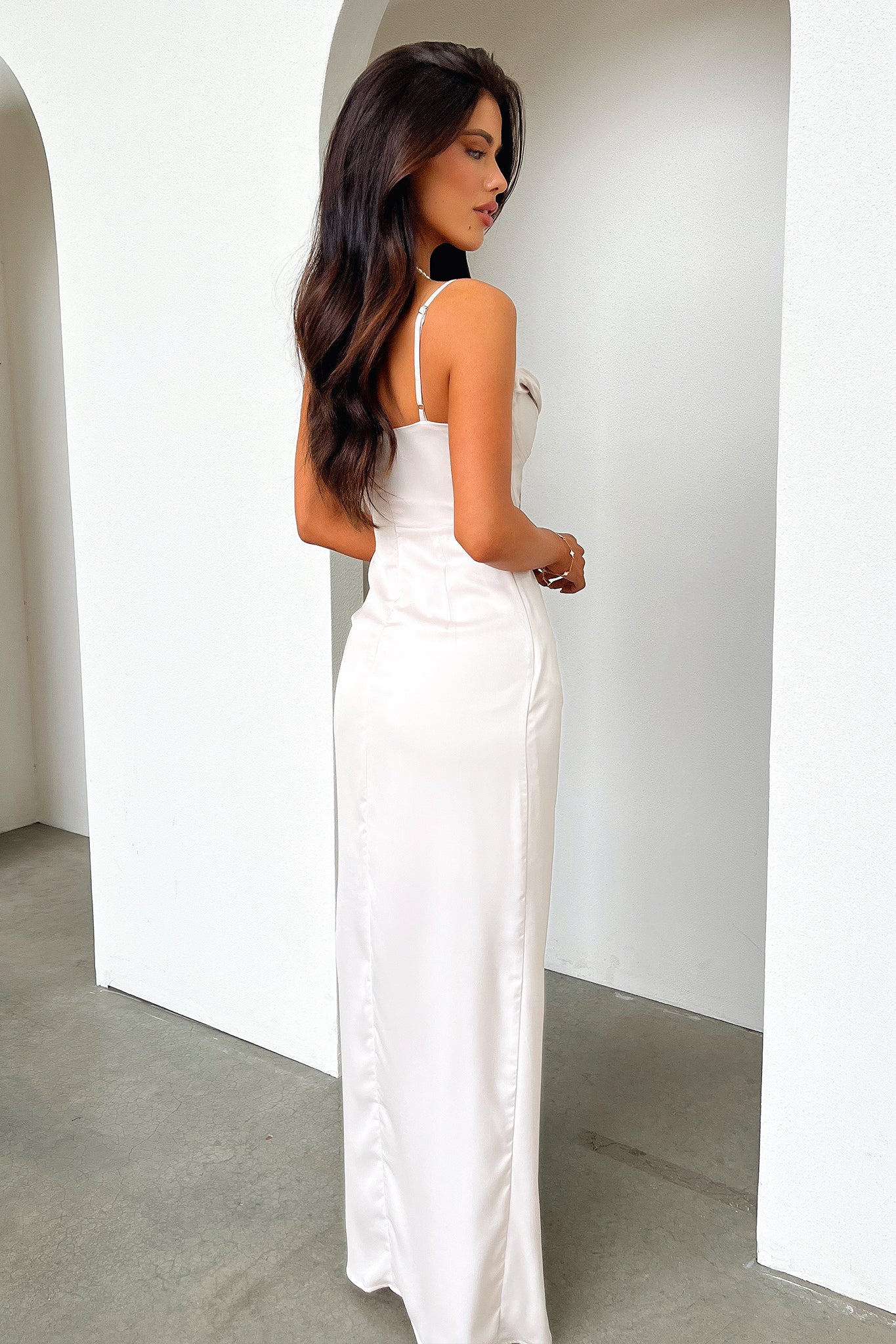 Aiana Satin Maxi Dress Champagne 4