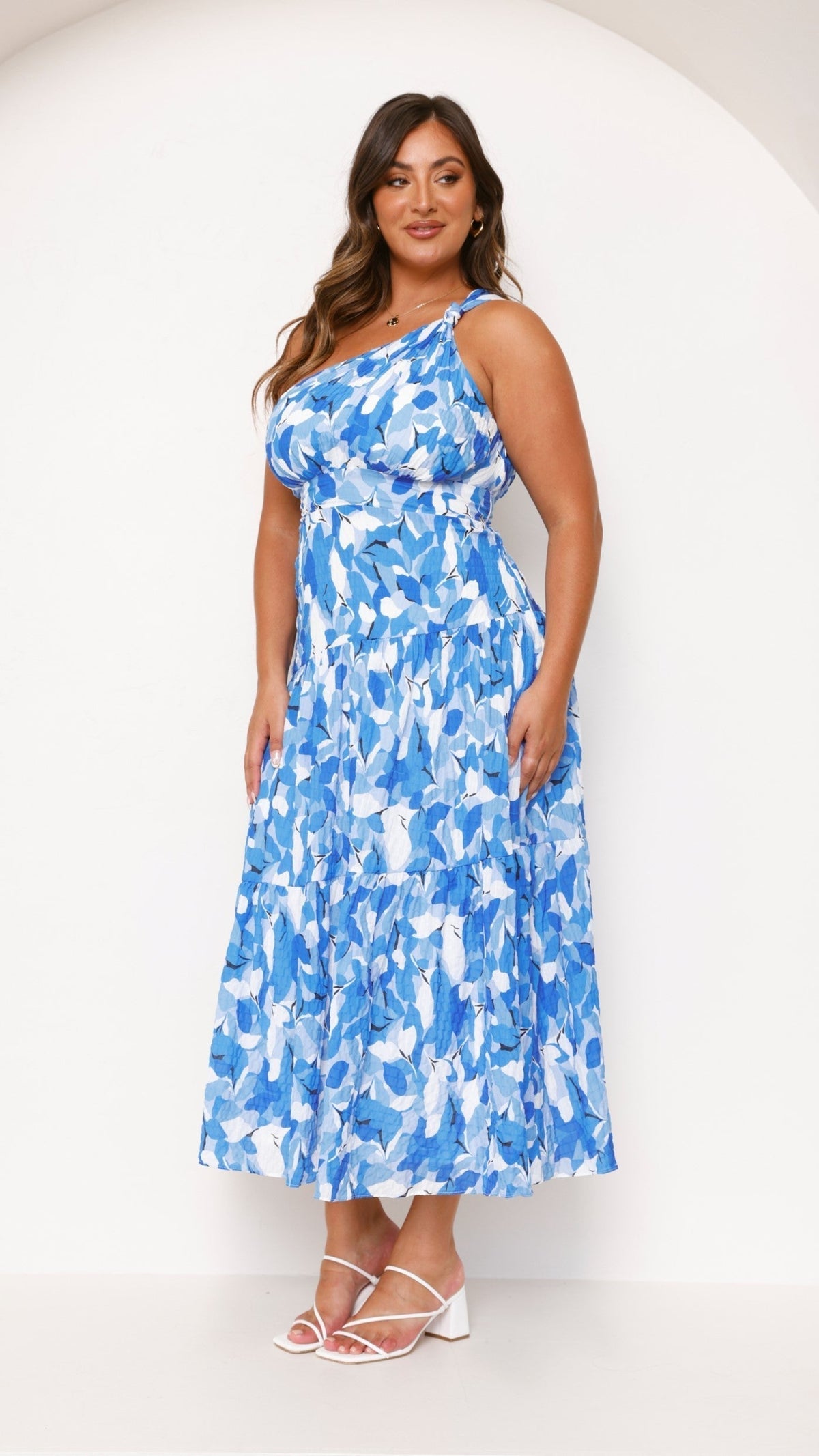 Ottilie Tiered Midi Dress Blue Floral 8