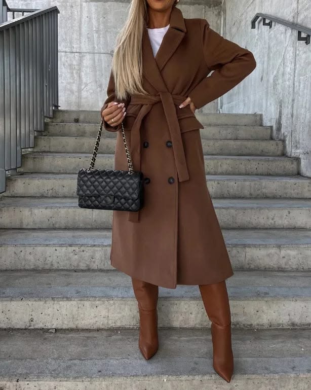 Margot Wool Coat with Belt Brown 1
