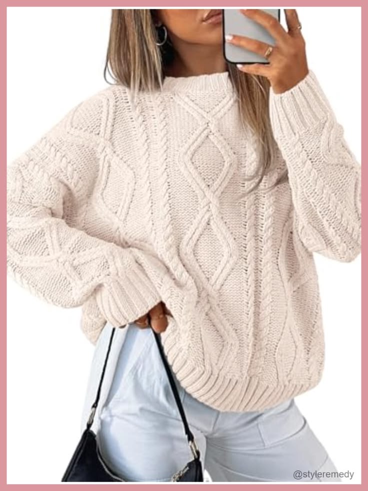 Margot Oversized Cable Knit Sweater Cream 1