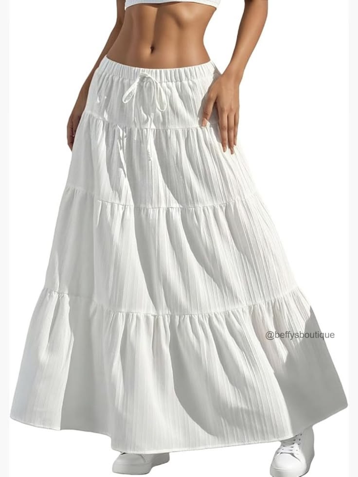 Celestine Ruffle Maxi Skirt White 1