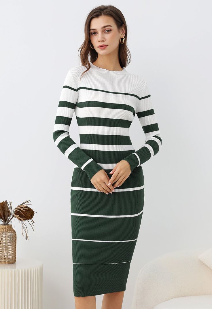 Matilda Color Block Midi Dress Green 1