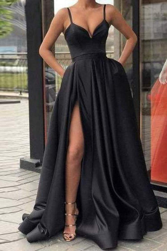 Ophelia Satin A-Line Gown Black 1