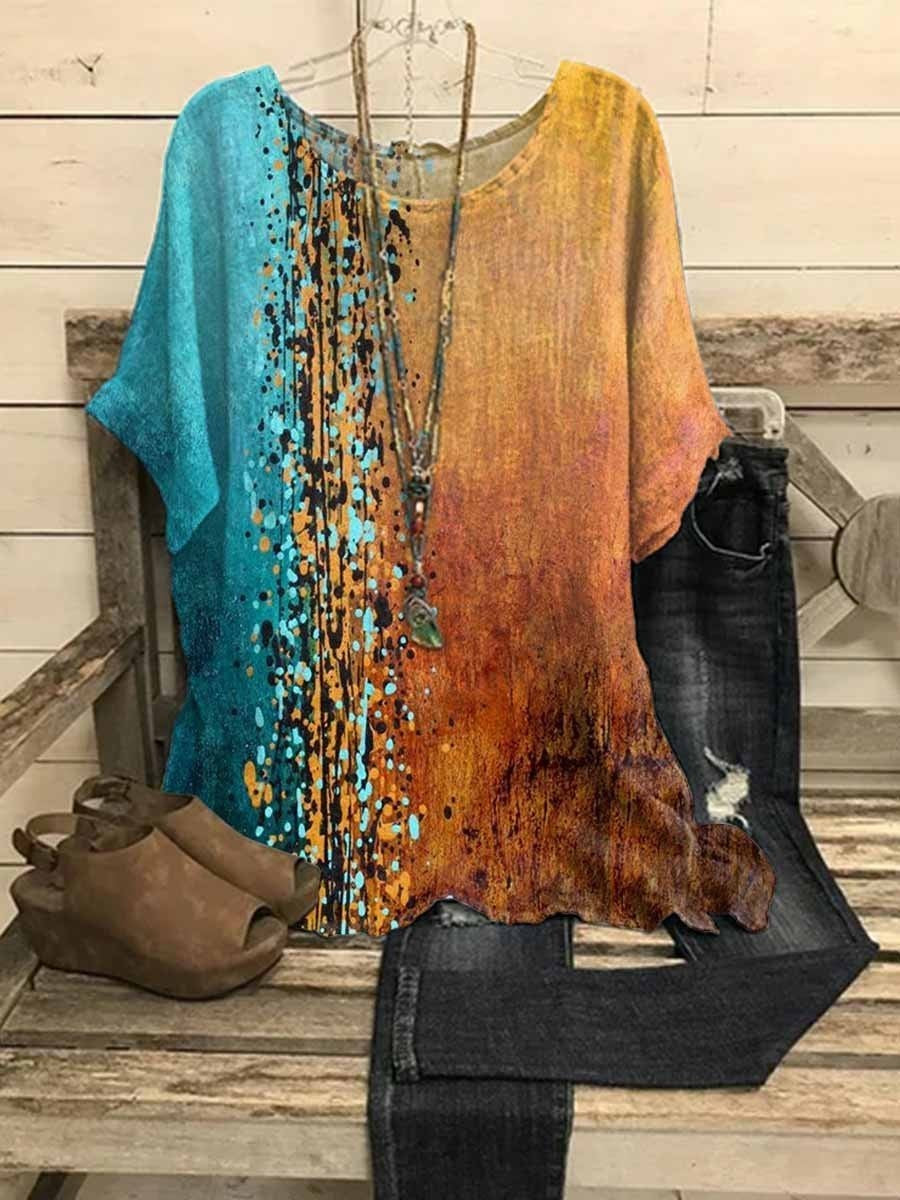 Delphine Spliced Graphic Blouse Colorful 1