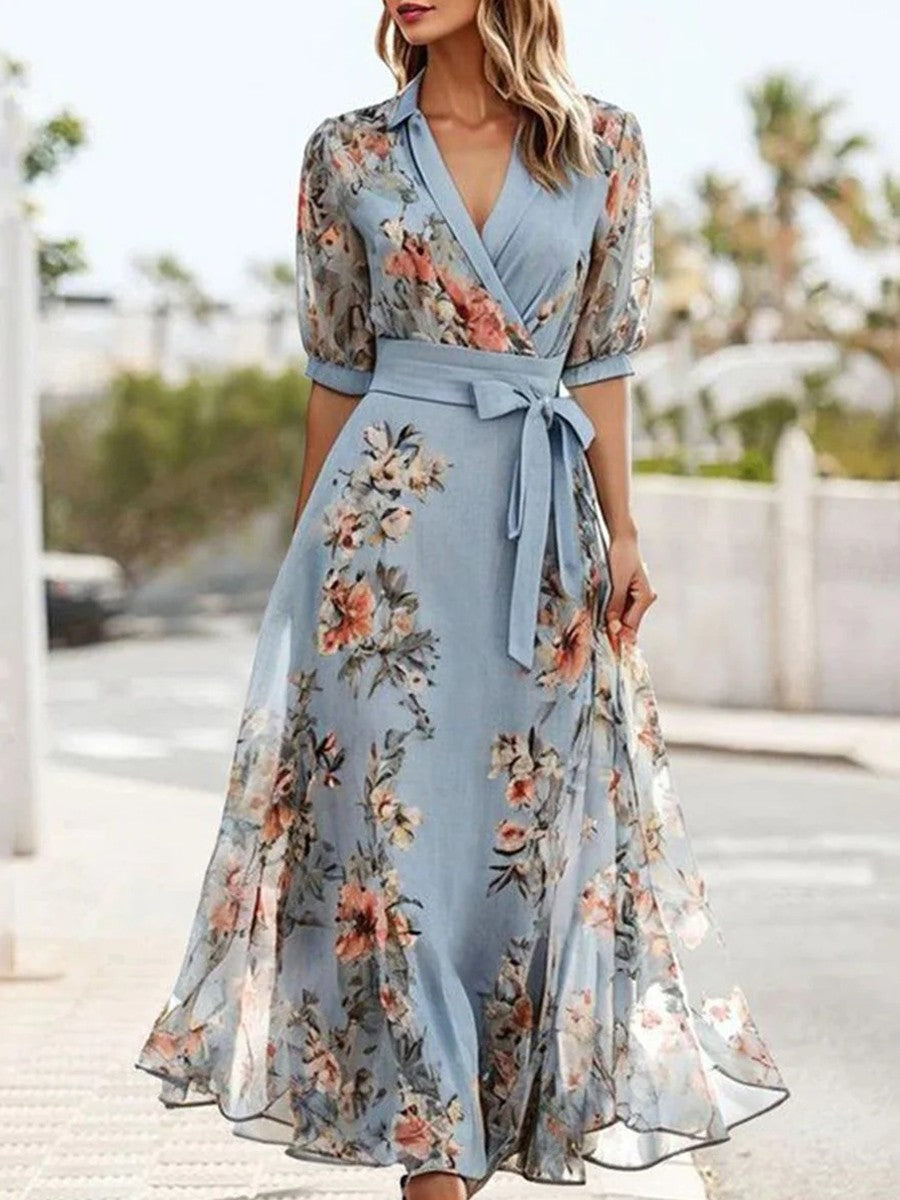 Margot V-Neck Midi Dress in Cornflower Blue 1