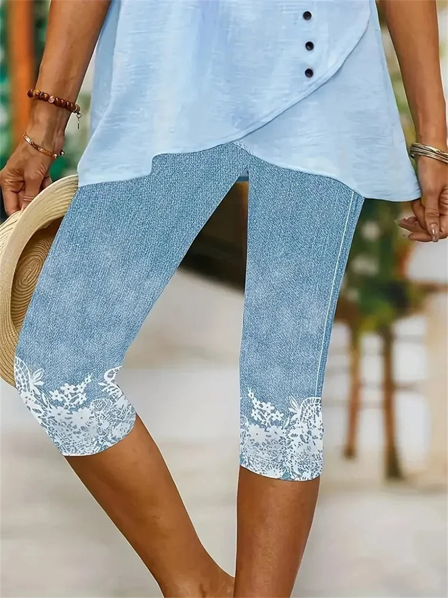 Evangeline Lace Floral Trousers Blue 1