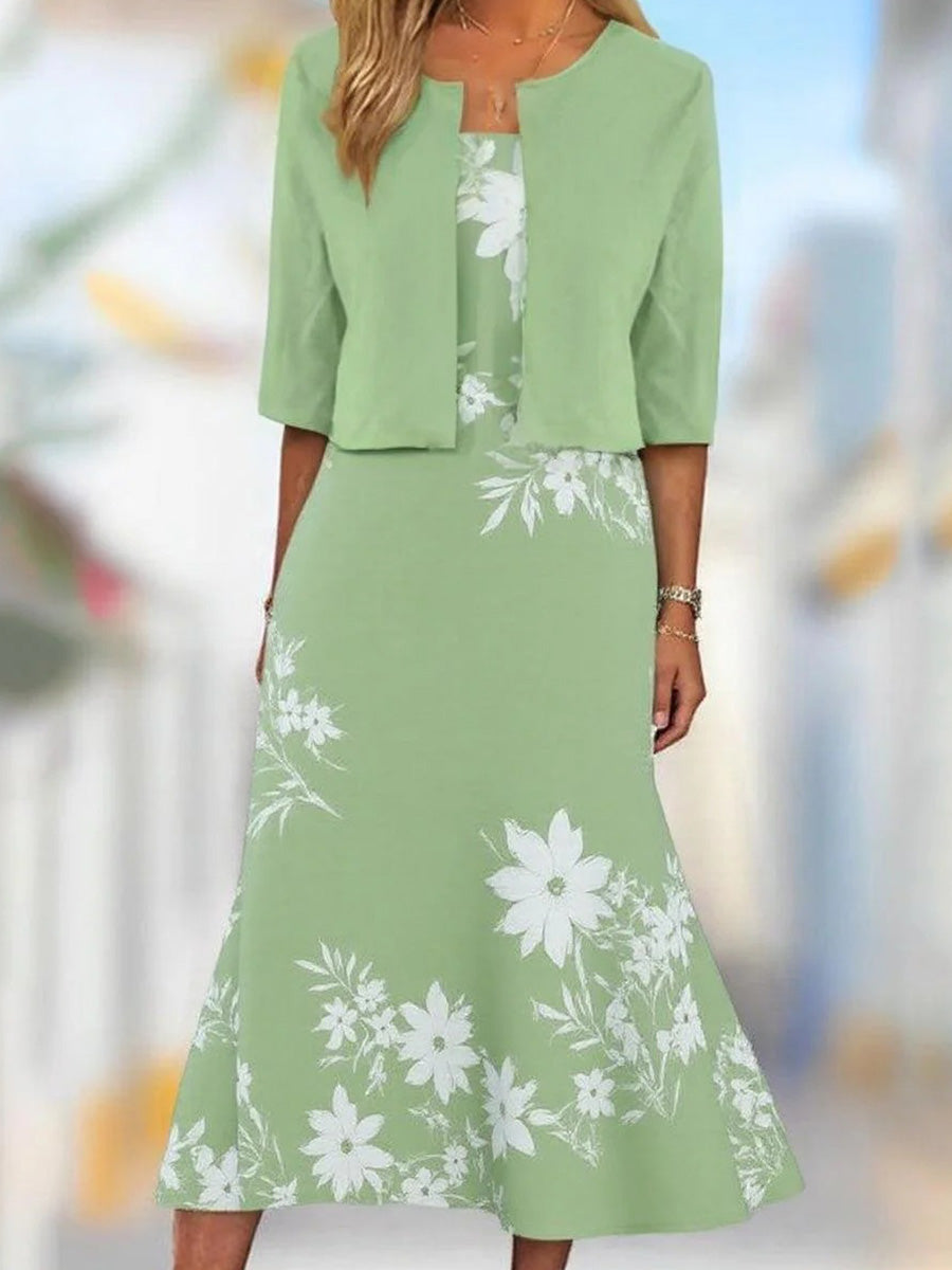 Margot Floral Midi Dress Green 1