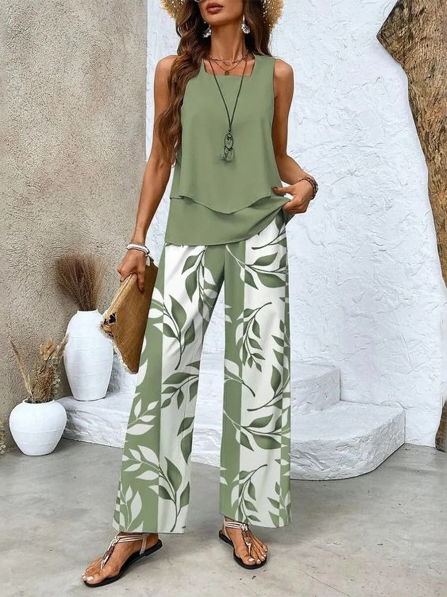 Aurelia Botanical Two-Piece Dress Green 1