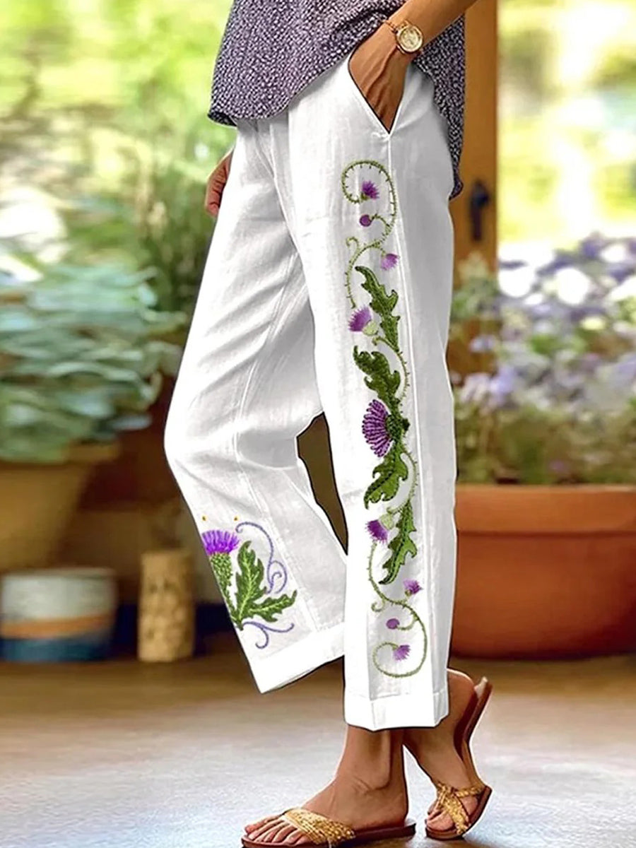 Wren Floral Print Wide-Leg Trousers White 1