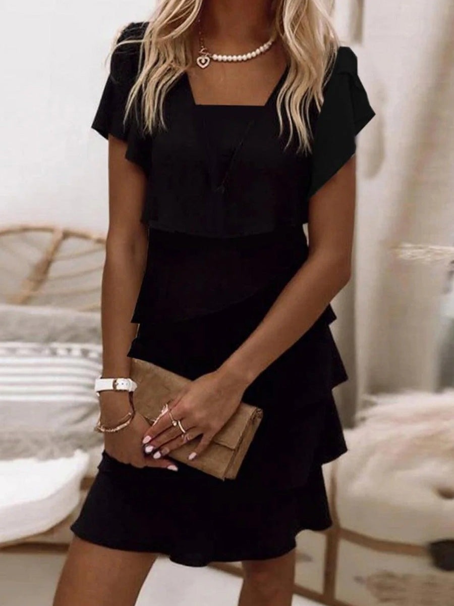 Mathilde Layered Mini Dress in Black Black 1