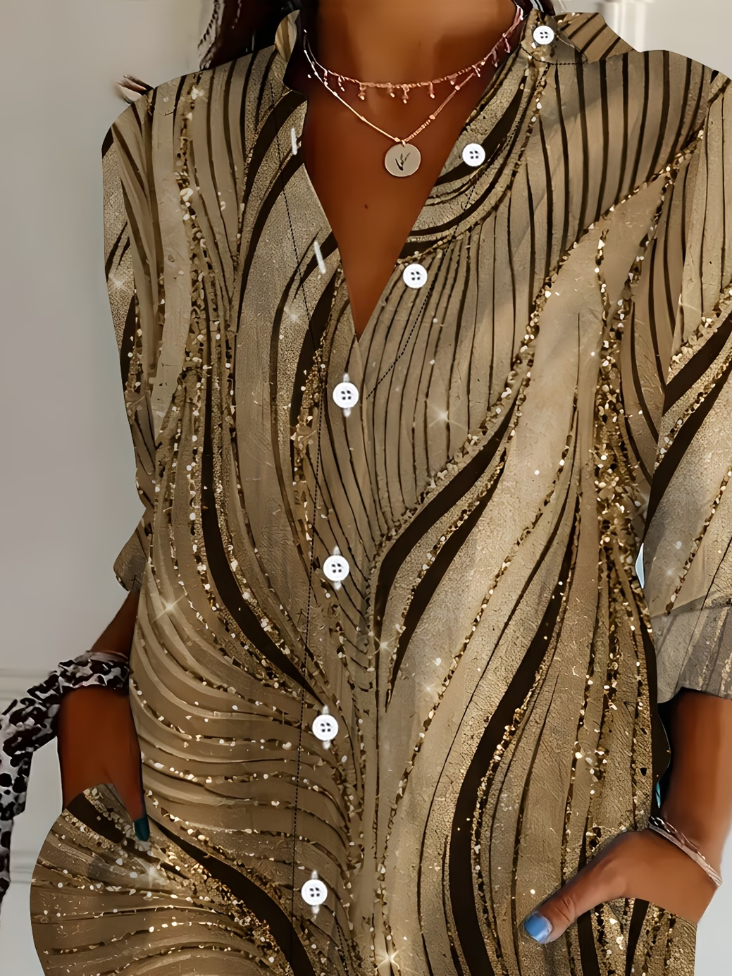 Zelda Abstract Swirl Shirt Dress Brown 3