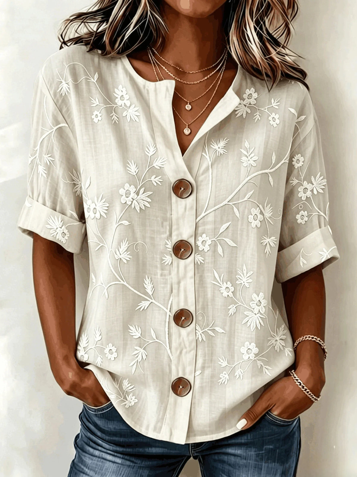 Celeste Floral Embroidery Shirt Dress Floral 1