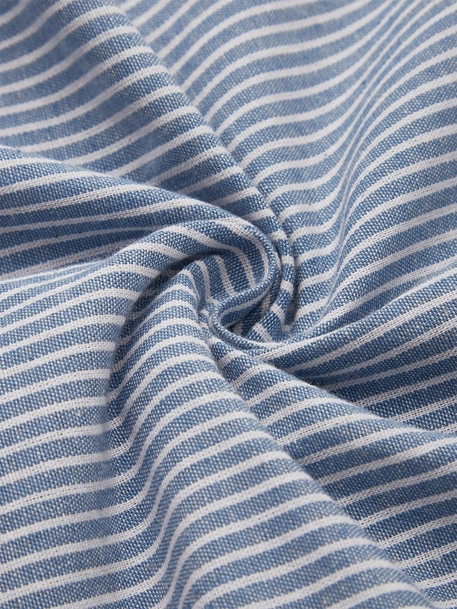 Farah Striped V-Neck Midi Dress BLUE 2