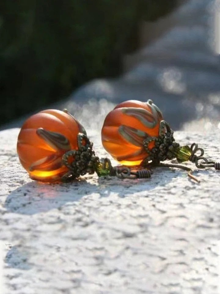 Aurora Vintage Pumpkin Earrings Orange 4