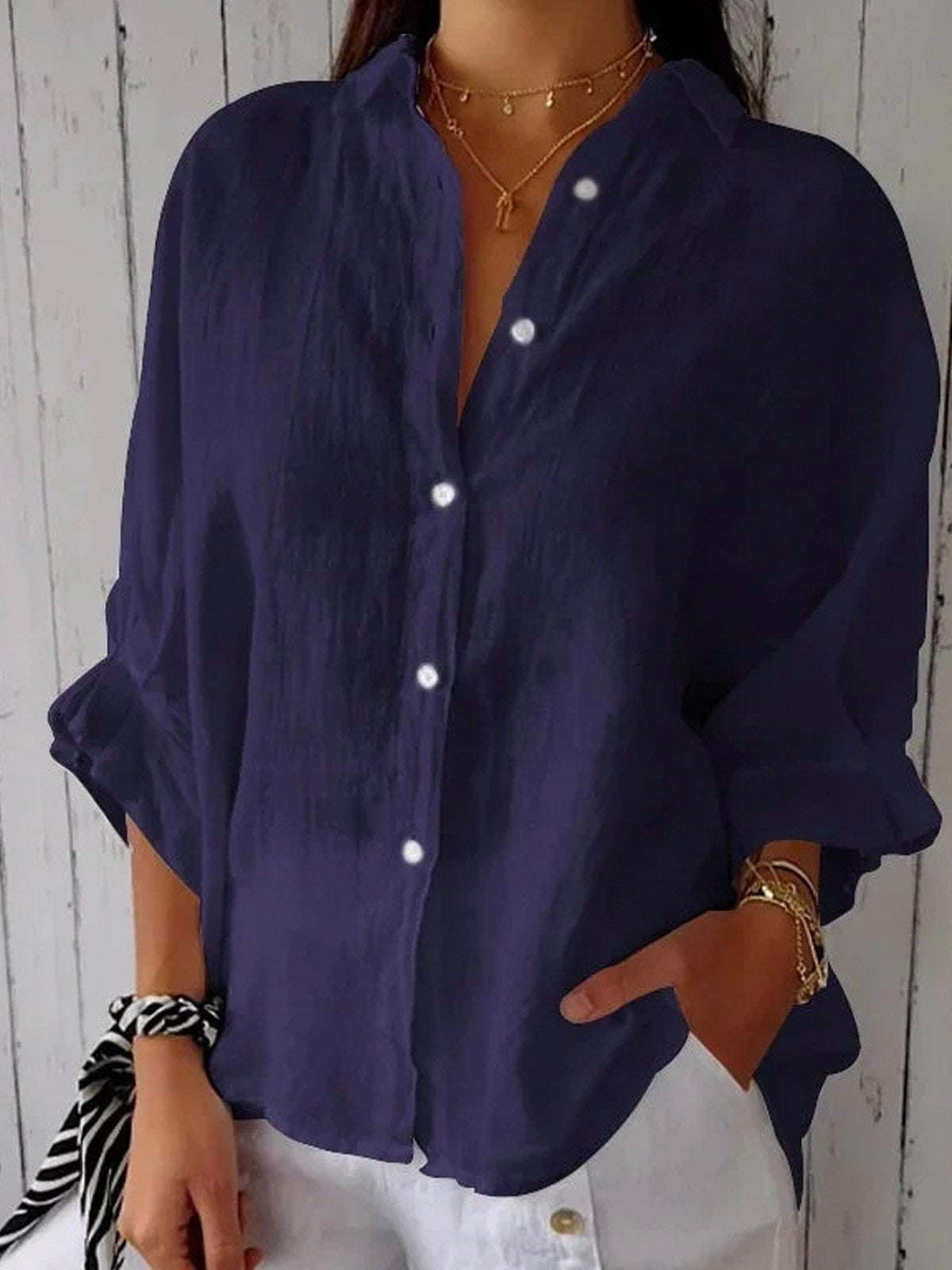 Leonie Cotton Shirt Dress Blue 5
