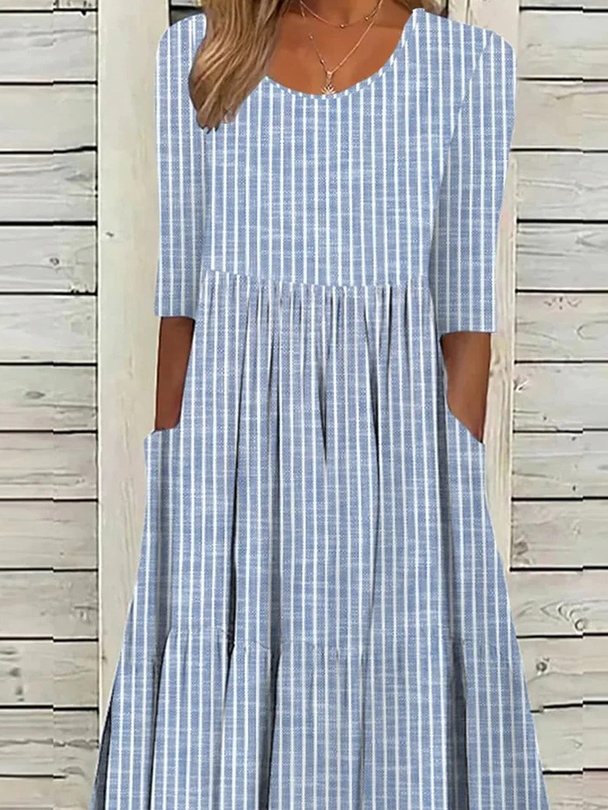 Gemma Striped Midi Dress Blue 4
