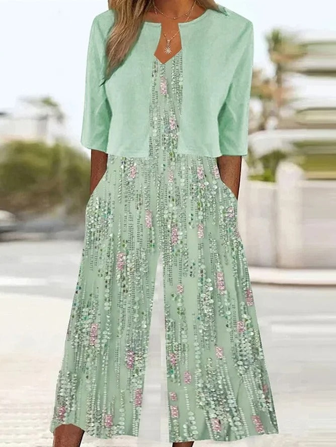 Sage Cap Sleeve Matching Set Green 2