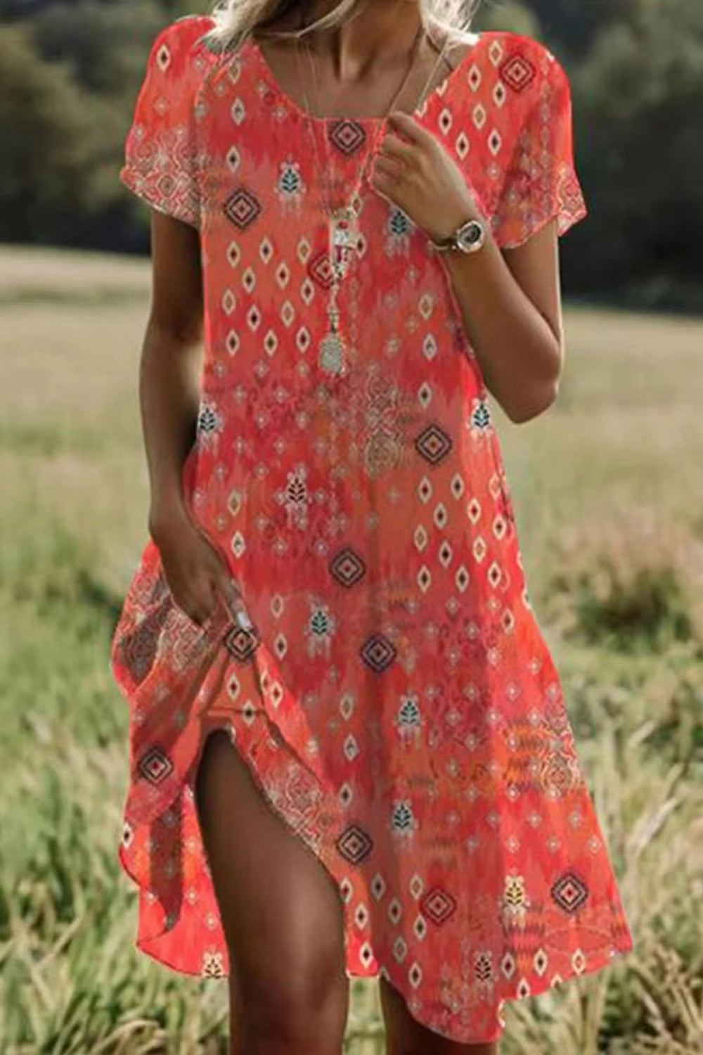 Amélie Floral Midi Dress Red 1