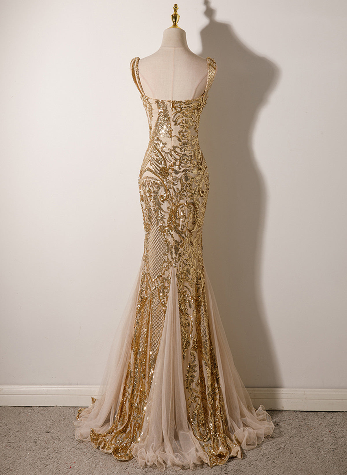 Celeste Sequin Mermaid Gown Champagne 4