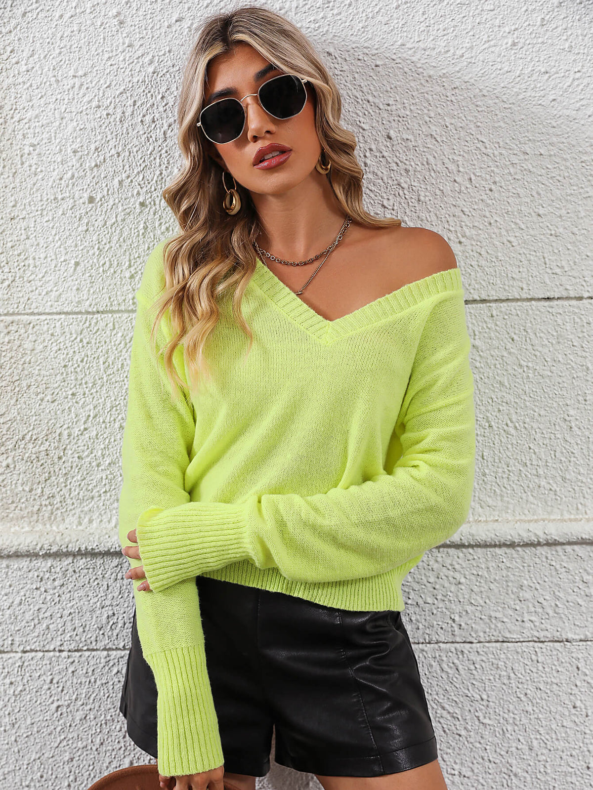 Reenia Knit Sweater in Tan Chartreuse 6