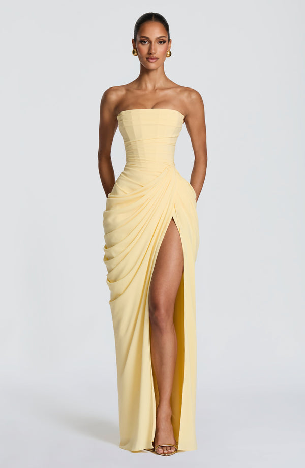 Cyra Linen Maxi Dress in Navy