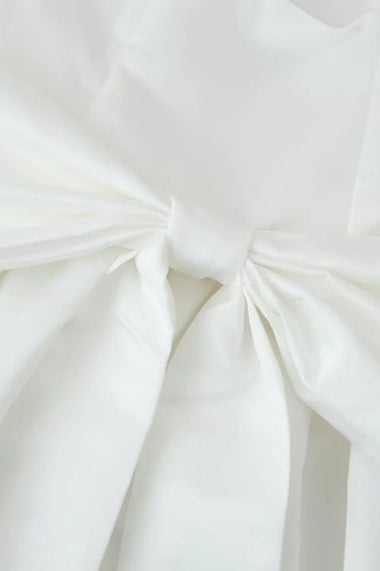 Juliet Bow Spaghetti Strap Cocktail Dress White 7