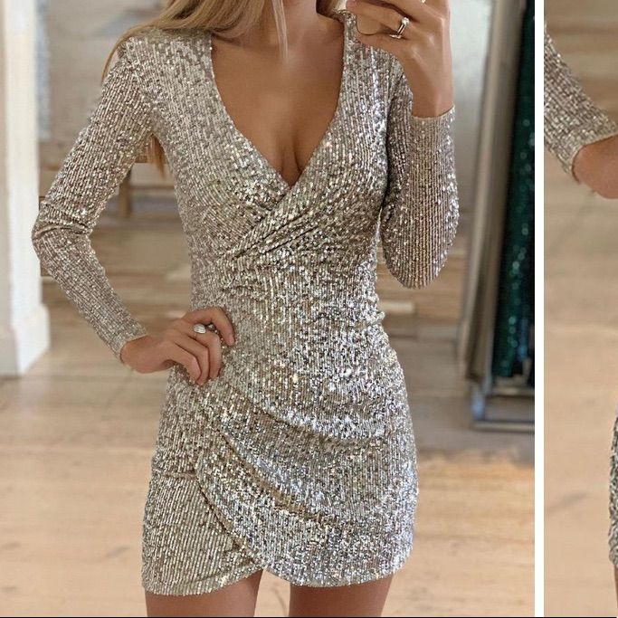 Aurelia Sequin Body-Con Dress Gold 1