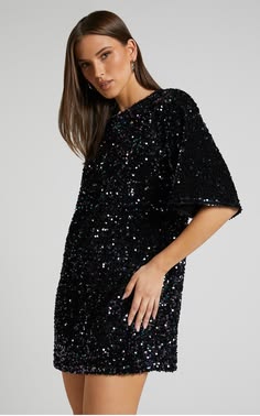Valetta Sequin Mini Dress Blue 1