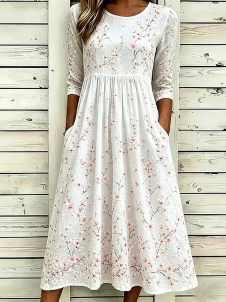 Margot Floral Print Midi Dress White 1