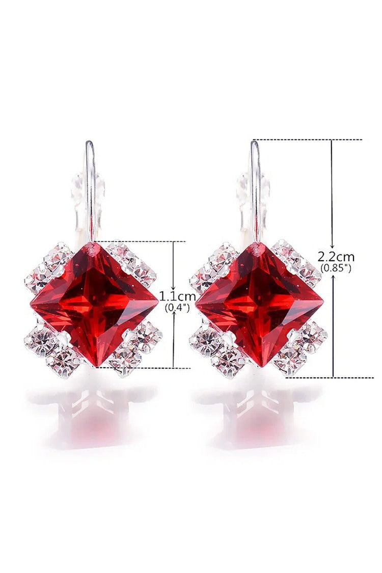 Luminous Rhinestone Drop Earrings Red 2