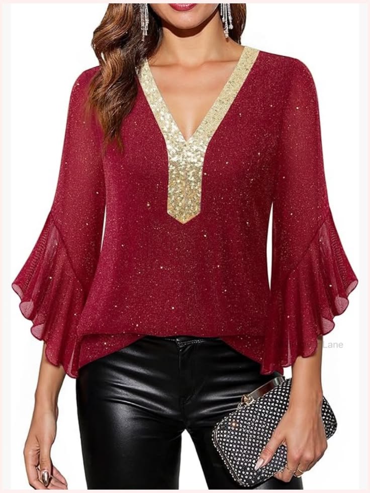 Beatrix Sequin Top Red 1