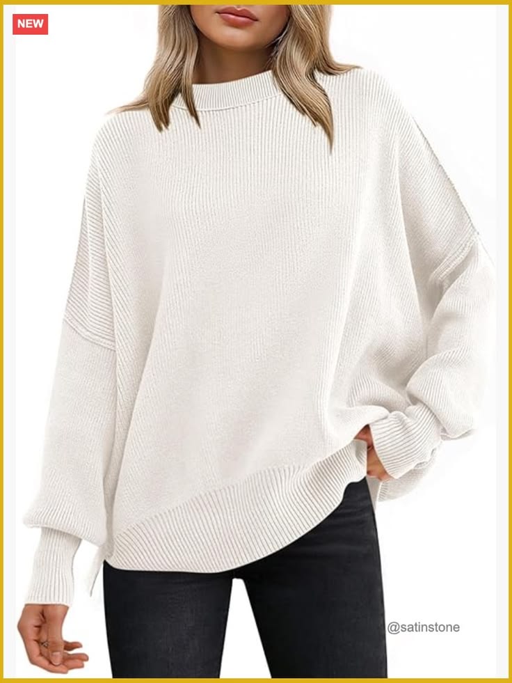 Willa Oversized Crewneck Sweater White 1